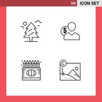 pack de 4 signes et symboles modernes de couleurs plates remplies pour les supports d'impression Web tels que l'argent forestier le canada coûte des éléments de conception vectoriels modifiables de retour à l'école vecteur