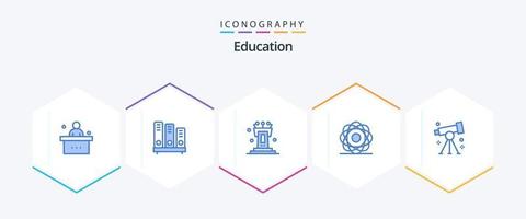 pack d'icônes bleues de l'éducation 25, y compris l'orbite. moléculaire. école. atome. discours vecteur