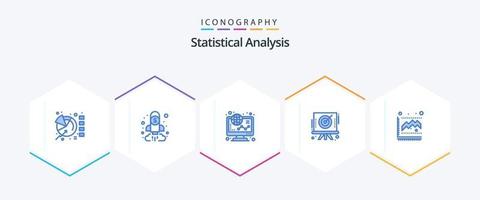 analyse statistique 25 pack d'icônes bleues, y compris la cible. conseil. but. flèche. en ligne vecteur