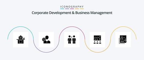 pack d'icônes glyphe 5 de développement d'entreprise et de gestion d'entreprise, y compris la coopération. accord. efficacité. Partenariat. profil vecteur