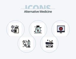 pack d'icônes remplies de ligne de médecine alternative 5 conception d'icônes. en cours d'exécution. exercer. médical. spa. médecine vecteur