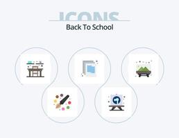 retour à l'école pack d'icônes plat 5 conception d'icônes. image. conseil. chaise. papier. doc vecteur