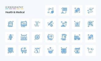 25 pack d'icônes bleu santé et médical vecteur