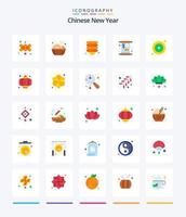 pack d'icônes plat créatif nouvel an chinois 25 tel que nouveau. pièce de monnaie. Chinois. signe. chance vecteur