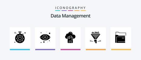 pack d'icônes de glyphe de gestion de données 5 comprenant des données. stockage . serveur. puce électronique. conception d'icônes créatives vecteur