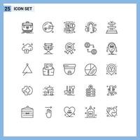 groupe de 25 lignes signes et symboles pour le son de l'eau sexe téléphone mobile éléments de conception vectoriels modifiables vecteur