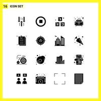 ensemble de 16 symboles d'icônes d'interface utilisateur modernes signes pour papier contrat abc évier salle de bain éléments de conception vectoriels modifiables vecteur