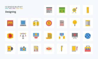 25 conception d'un pack d'icônes de couleur plate vecteur