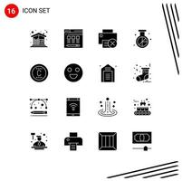 ensemble de 16 symboles d'icônes d'interface utilisateur modernes signes pour la recherche médias ordinateurs marché imprimante éléments de conception vectoriels modifiables vecteur