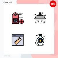 4 concept de couleur plate fillline pour les sites Web mobiles et les applications ajouter des éléments de conception vectoriels modifiables de vase d'interface d'eau web vecteur