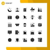 interface mobile glyphe solide ensemble de 25 pictogrammes de santé fitness halloween maladie seo analyse éléments de conception vectoriels modifiables vecteur