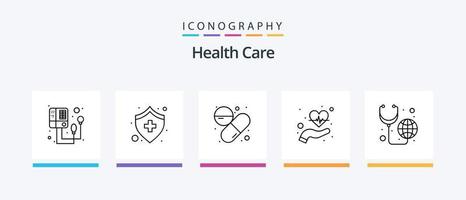 pack d'icônes de la ligne 5 de soins de santé, y compris les soins de santé. médical. direction. eau. sang. conception d'icônes créatives vecteur