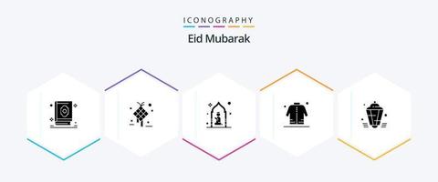 pack d'icônes eid mubarak 25 glyphes comprenant l'homme. veste. conception. aïd. prier vecteur