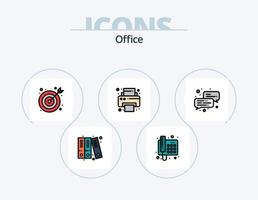 pack d'icônes remplies de ligne de bureau 5 conception d'icônes. . centre. personnel. oeil de boeuf. portefeuille vecteur