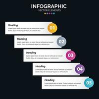 Le vecteur de conception d'infographie en 5 étapes et le marketing peuvent être utilisés pour la mise en page du flux de travail