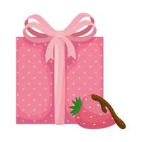 fraise au chocolat et coffret cadeau vecteur