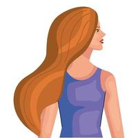 dessin animé de femme aux cheveux bruns de la conception de vecteur de côté