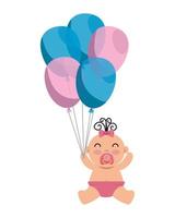 mignonne petite fille avec des ballons à l'hélium vecteur