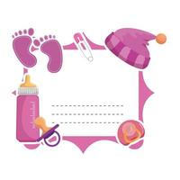 invitation de cadre de carte de douche de bébé vecteur