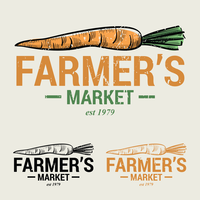 Logo du marché des producteurs de carottes vecteur