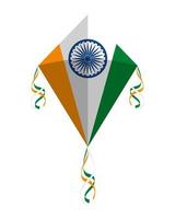 cerf-volant volant avec le pays du drapeau indien vecteur