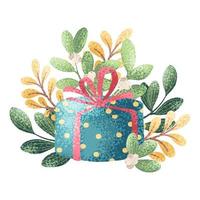 cadeau et branches dans un style aquarelle vecteur