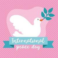 journée internationale de la paix avec colombe et branche d'olivier vecteur