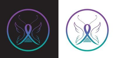 icône de papillon de logo de vecteur de studio de santé et de bien-être. illustration de feuille verte accident vasculaire cérébral