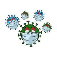 arrêter les virus. logo vectoriel de monstre de virus corona. conception de personnages. corona virus. virus de la tête verte.eps 10