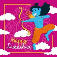 bonne fête de dussehra avec le personnage bleu du seigneur rama vecteur