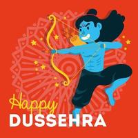 bonne fête de dussehra avec le personnage bleu du seigneur rama vecteur