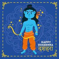 bonne fête de dussehra avec le personnage bleu du seigneur rama vecteur