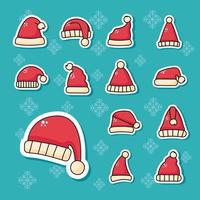 lot de chapeaux de père noël stickers vecteur