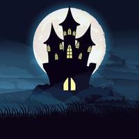 scène de nuit sombre halloween avec château hanté vecteur
