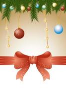 joyeux Noël avec décoration de boules et de feuilles vecteur