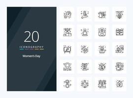 20 icône de contour de la journée des femmes pour la présentation vecteur