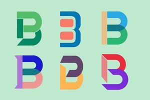 ensemble du logo lettre b, logo lettre b coloré et simple. vecteur