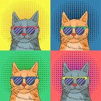 Lunettes Cat Pop Art vecteur