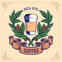 tasse à café avec des branches et illustration de la bannière vecteur
