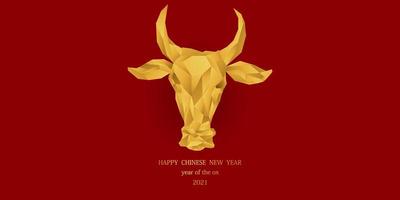 joyeux nouvel an chinois carte bannière année du boeuf vecteur