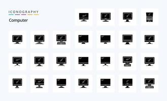 pack d'icônes de glyphe solide de 25 ordinateurs vecteur