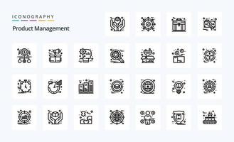 pack d'icônes de ligne de gestion de 25 produits vecteur