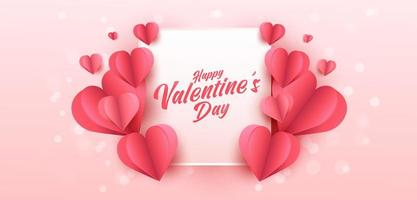 affiche de vente de la Saint-Valentin ou bannière avec beaucoup de coeurs doux et sur fond de couleur rose. modèle de promotion et de magasinage ou pour l'amour et la Saint-Valentin. vecteur