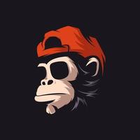 mascotte de singe génial avec des lunettes de soleil vecteur