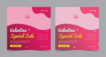 affiche de vente spéciale de la saint-valentin, publication et dépliant sur les médias sociaux de la saint-valentin vecteur