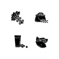 types de légumes santé icônes de glyphe noir sur un espace blanc vecteur