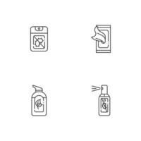 Ensemble d'icônes linéaires de désinfectants pour les mains antibactériens vecteur