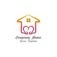 icône simple de maison avec forme de coeur à l'intérieur. forme d'art de ligne de maison. modèle de logo de symbole vectoriel facile à modifier.