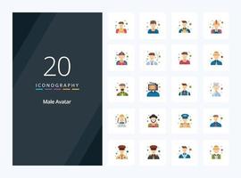 20 icône de couleur plate avatar masculin pour la présentation vecteur