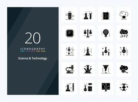 20 icône de glyphe solide science et technologie pour la présentation vecteur